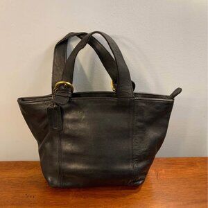 Vintage Coach Bag Black Waverly Leather Tote Top Handle Purse Lightweights # 413
